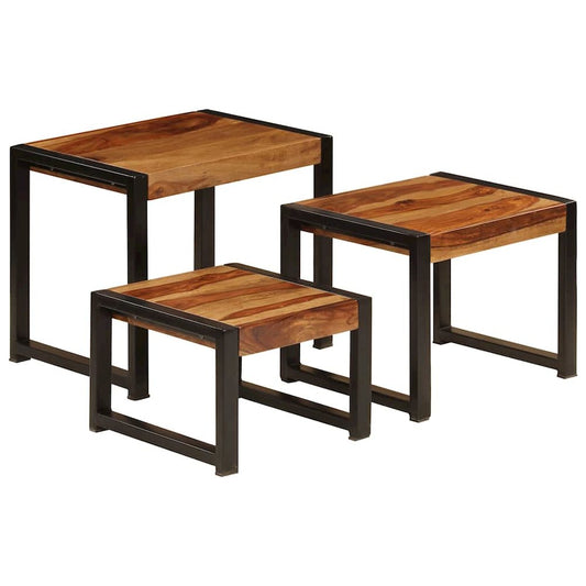 vidaXL Nesting Tables 3 pcs Solid Sheesham Wood, 247405