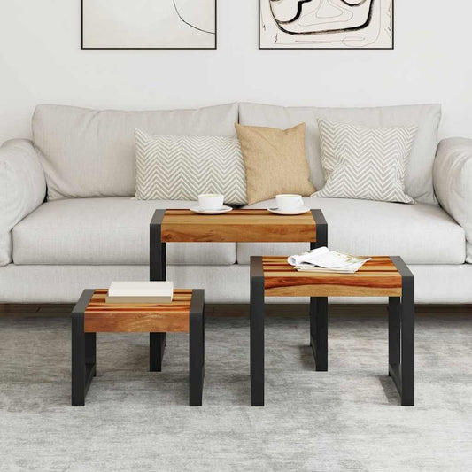 vidaXL Nesting Tables 3 pcs Solid Sheesham Wood, 247405