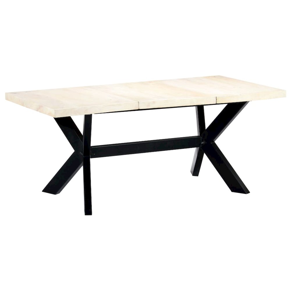 vidaXL Dining Table White 70.9"x35.4"x29.5" Solid Mango Wood, 247431