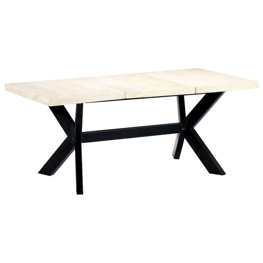 vidaXL Dining Table White 70.9"x35.4"x29.5" Solid Mango Wood, 247431