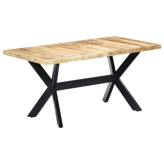vidaXL Dining Table 63"x31.5"x29.5" Solid Rough Mango Wood, 247433