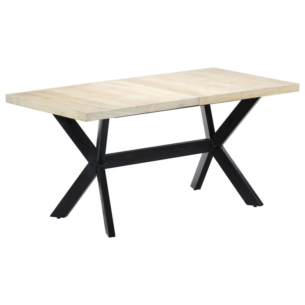 vidaXL Dining Table White 63"x31.5"x29.5" Solid Mango Wood, 247434