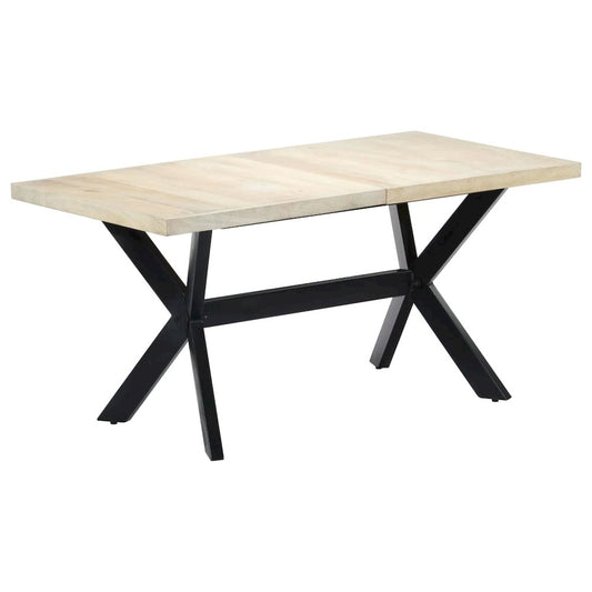 vidaXL Dining Table White 63"x31.5"x29.5" Solid Mango Wood, 247434