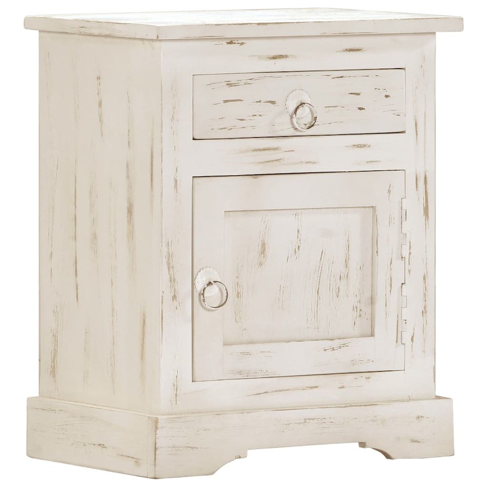 Bedside Cabinet White Solid mango wood 15.7 x 11.8 x 19.7 in