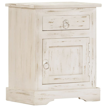 Bedside Cabinet White Solid mango wood 15.7 x 11.8 x 19.7 in