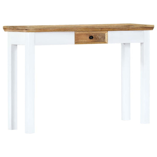 vidaXL Console Table White and Brown 43.3"x13.7"x29.5" Solid Mango Wood, 247737