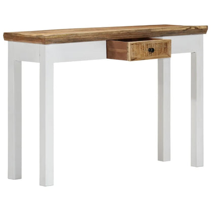 vidaXL Console Table White and Brown 43.3"x13.7"x29.5" Solid Mango Wood, 247737