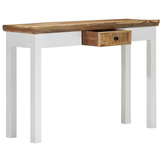 vidaXL Console Table White and Brown 43.3"x13.7"x29.5" Solid Mango Wood, 247737