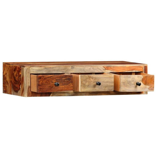 vidaXL Wall Console Table 39.3"x9.8"x7.8" Solid Sheesham Wood, 247749