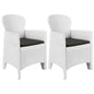 Garden Chair Set of 2 White Plastic Standard Light Weight