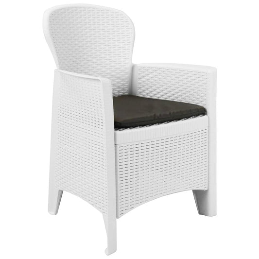 Garden Chair Set of 2 White Plastic Standard Light Weight
