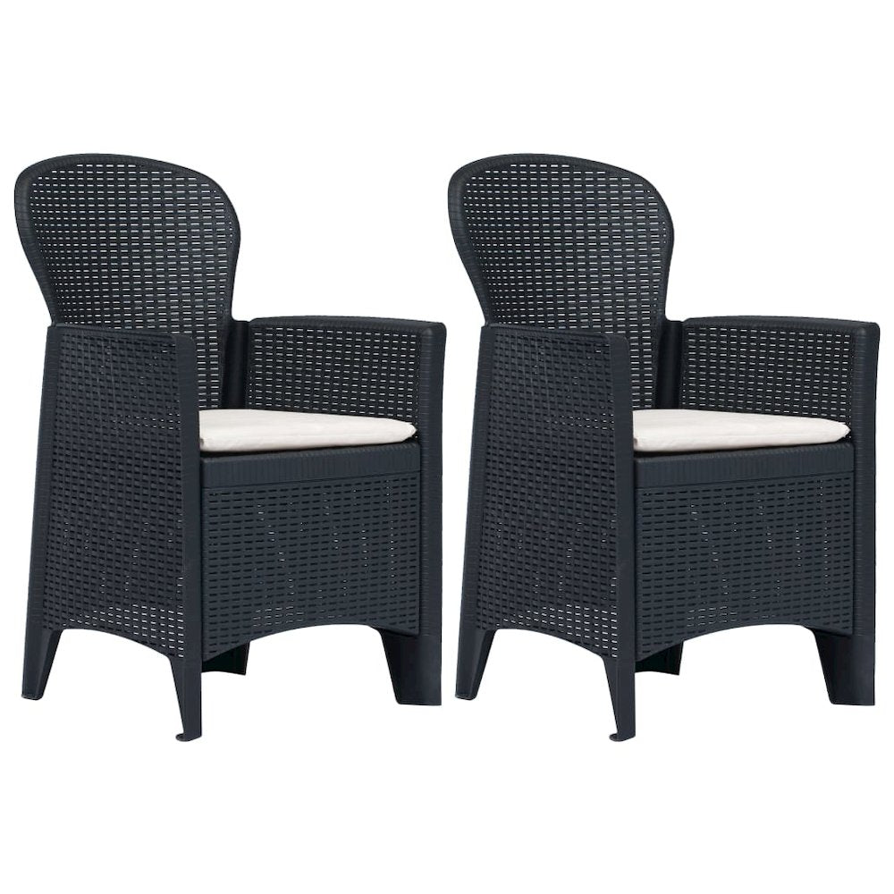 Garden Chair Set of 2 Anthracite Plastic Standard Light Weight