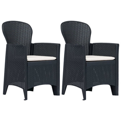 Garden Chair Set of 2 Anthracite Plastic Standard Light Weight