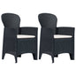 Garden Chair Set of 2 Anthracite Plastic Standard Light Weight