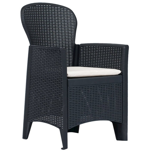 Garden Chair Set of 2 Anthracite Plastic Standard Light Weight