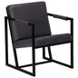 Armchair Grey Real leather, Powder-coated steel Single Simple