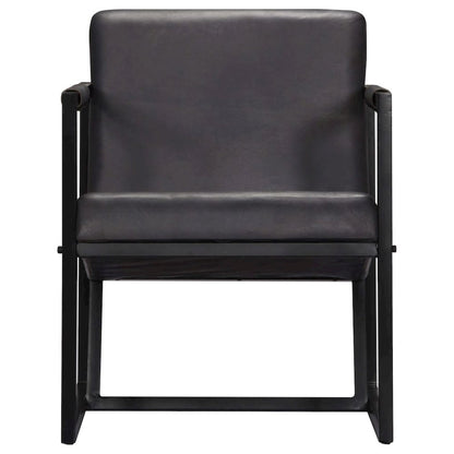 Armchair Grey Real leather, Powder-coated steel Single Simple
