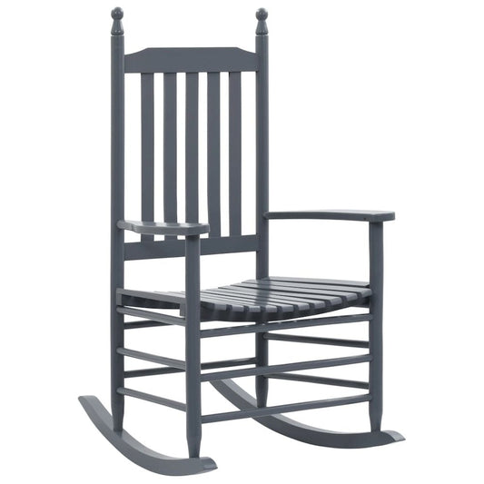 vidaXL Rocking Chair with Curved Seat Gray Poplar Wood, 45698