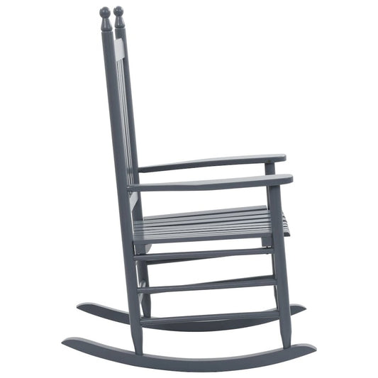 vidaXL Rocking Chair with Curved Seat Gray Poplar Wood, 45698