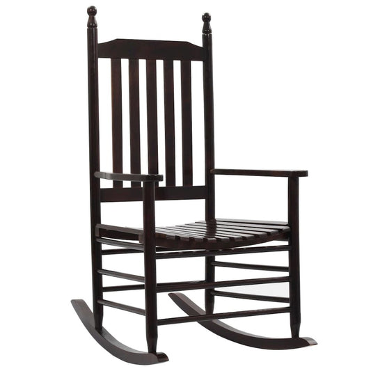 vidaXL Rocking Chair with Curved Seat Brown Poplar Wood, 45699