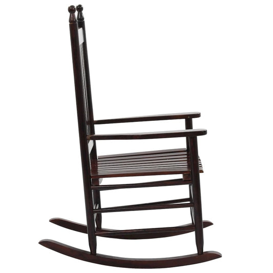 vidaXL Rocking Chair with Curved Seat Brown Poplar Wood, 45699