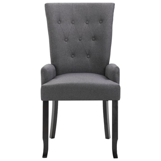 Dining Chair with Armrests Dark Gray Fabric