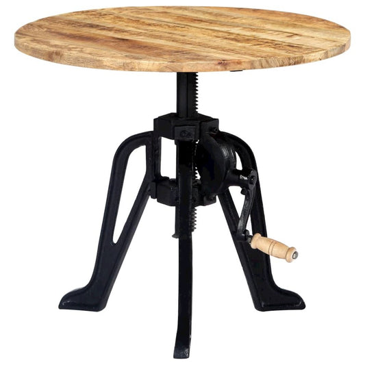 vidaXL Side Table 23.6"x(18.1"-24.8") Solid Mango Wood and Cast Iron, 247915