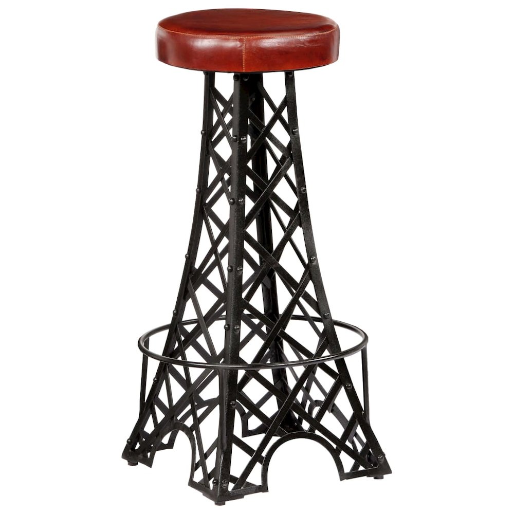Bar Stool Set of 2 Brown and Black