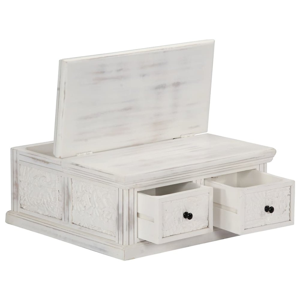 vidaXL Coffee Table White 27.6"x27.6"x11.8" Solid Mango Wood, 249872
