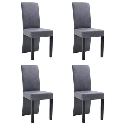 Dining Chair Set of 4 Grey Faux suede and wood Standard Modern