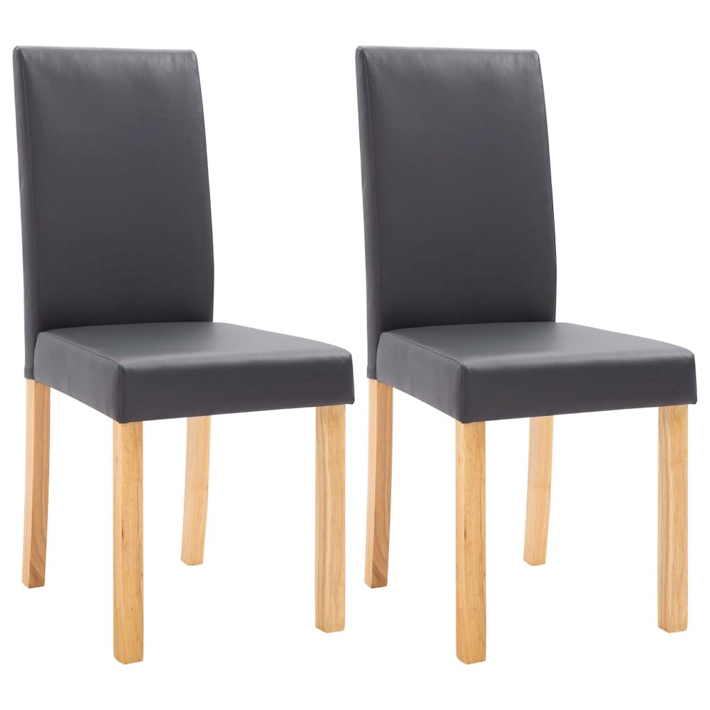 Dining Chair Set of 2 Gray Faux leather, wood Standard Durable