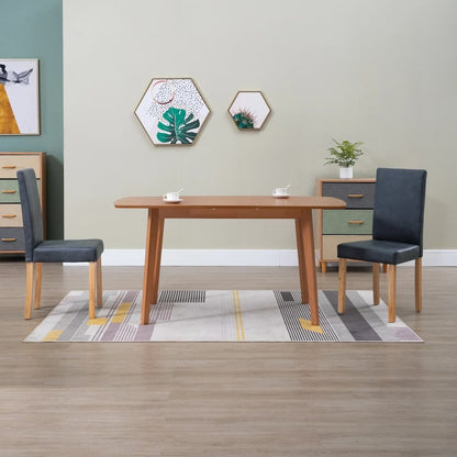 Dining Chair Set of 2 Gray Faux suede leather and wood Standard