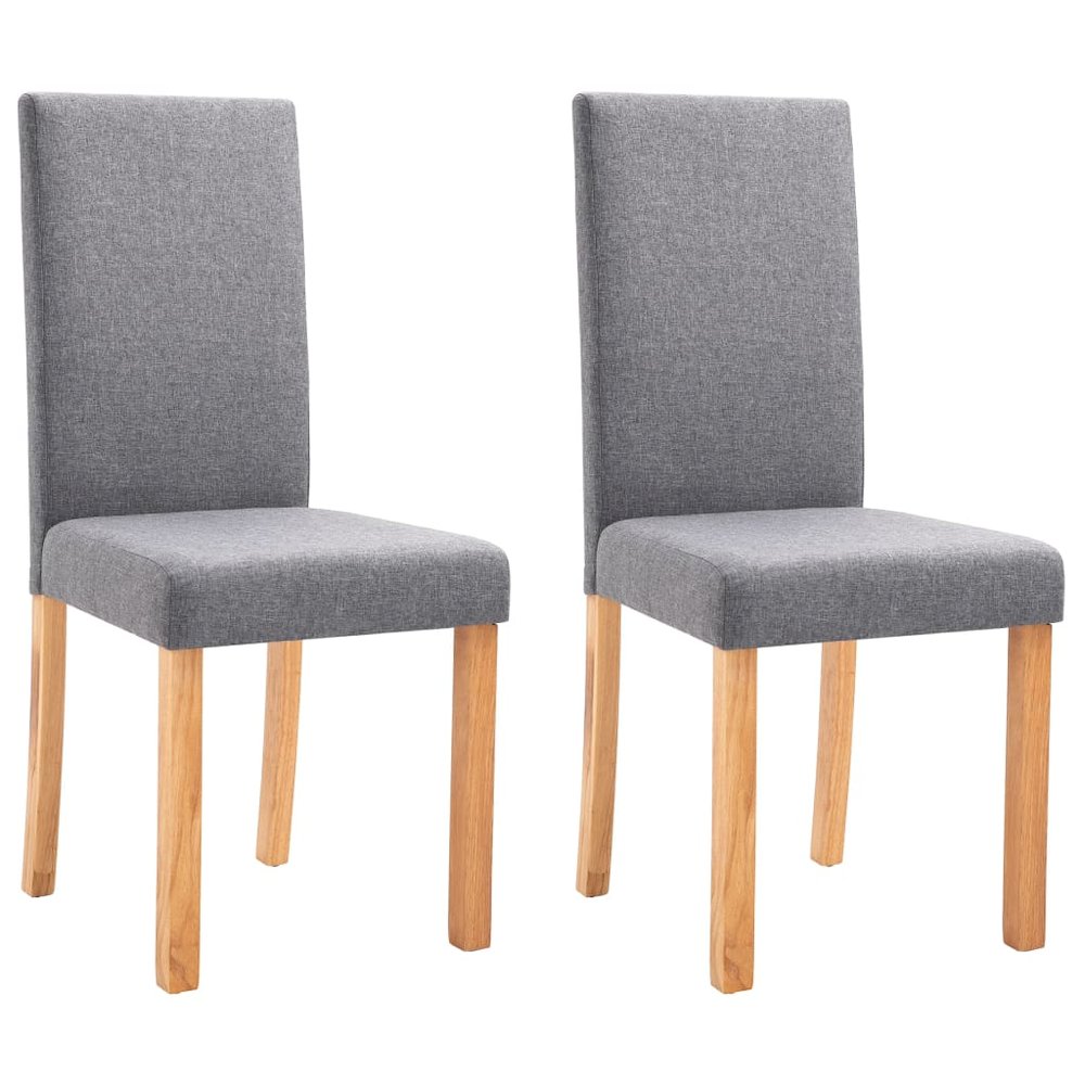 Dining Chair Set of 2 Light Gray Fabric and Rubber wood Regular