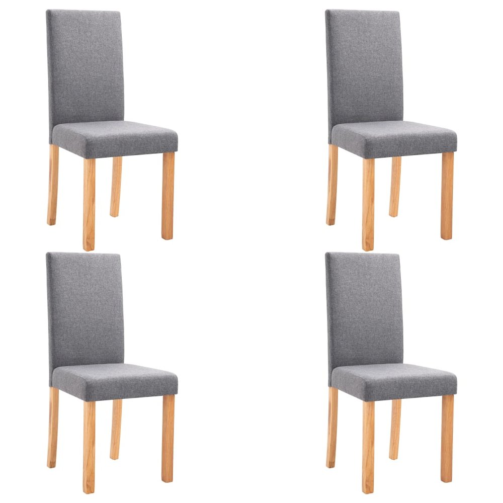 Dining Chair Set of 4 Light Gray Fabric and Rubber Wood Medium