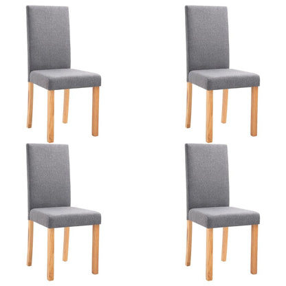 Dining Chair Set of 4 Light Gray Fabric and Rubber Wood Medium