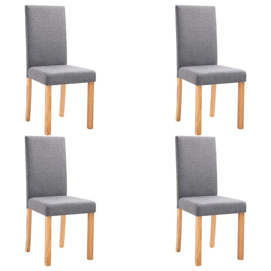 Dining Chair Set of 4 Light Gray Fabric and Rubber Wood Medium