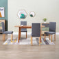 Dining Chair Set of 4 Light Gray Fabric and Rubber Wood Medium