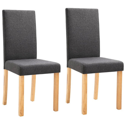 Dining Chair Set of 2 Dark Grey Fabric and Rubber wood Standard