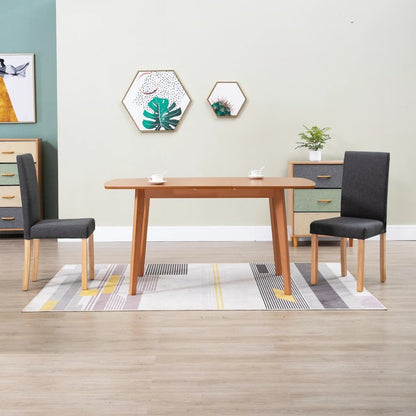 Dining Chair Set of 2 Dark Grey Fabric and Rubber wood Standard