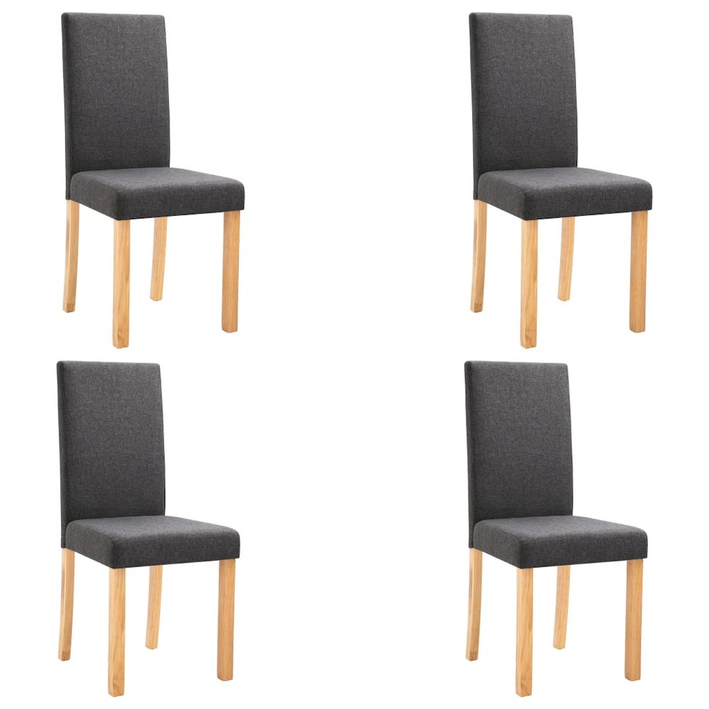 Dining Chair Set of 4 Dark Gray Fabric Standard Ergonomic
