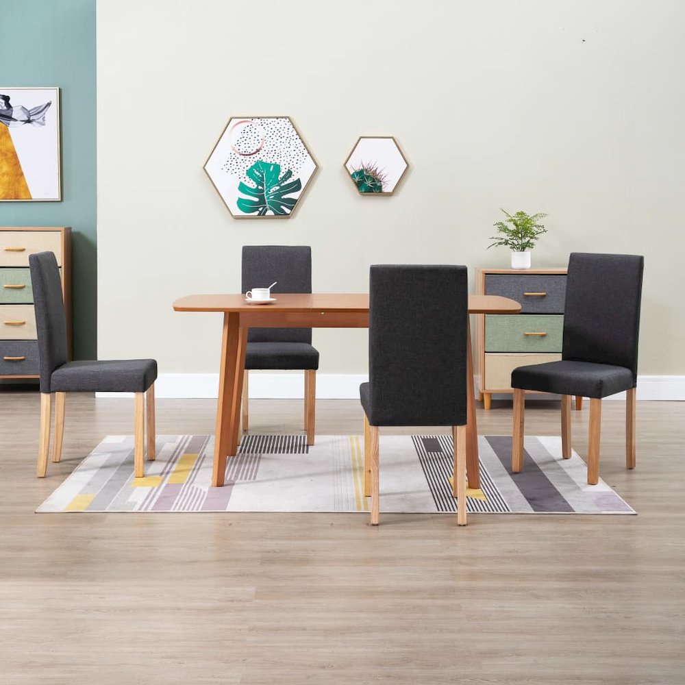Dining Chair Set of 4 Dark Gray Fabric Standard Ergonomic