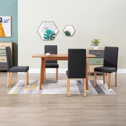 Dining Chair Set of 4 Dark Gray Fabric Standard Ergonomic