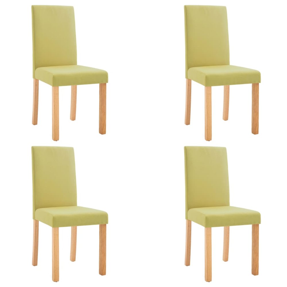 Dining Chair Set of 4 Green Fabric and Rubber wood Standard