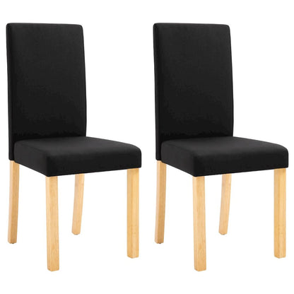 Dining Chair Set of 2 Black Fabric, Rubber Wood Standard