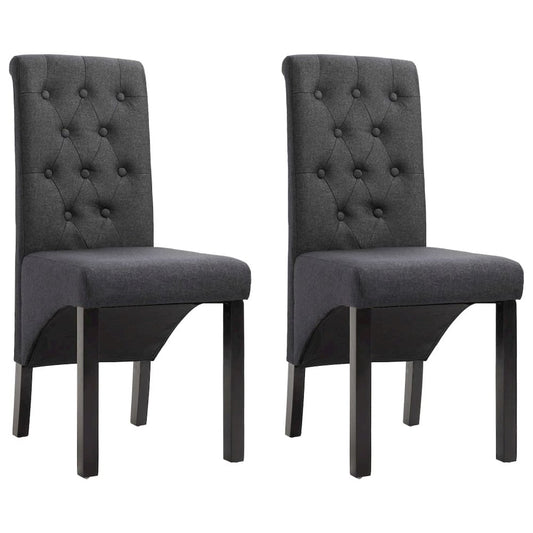 vidaXL Dining Chairs 2 pcs Dark Gray Fabric, 249234