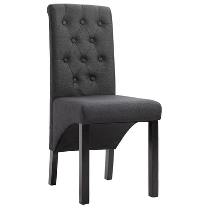 Dining Chair Set of 2 Dark Gray Fabric and Rubberwood Standard