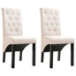 Dining Chair Set of 2 Cream Fabric and rubber wood Standard
