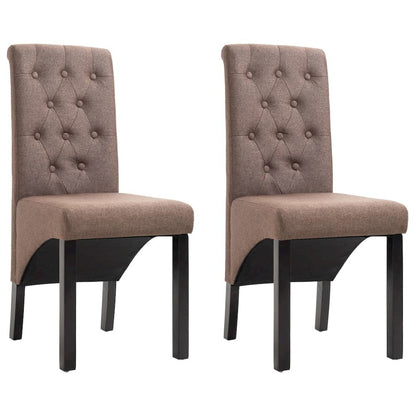 Dining Chair Set of 2 Brown Fabric Standard Ergonomic