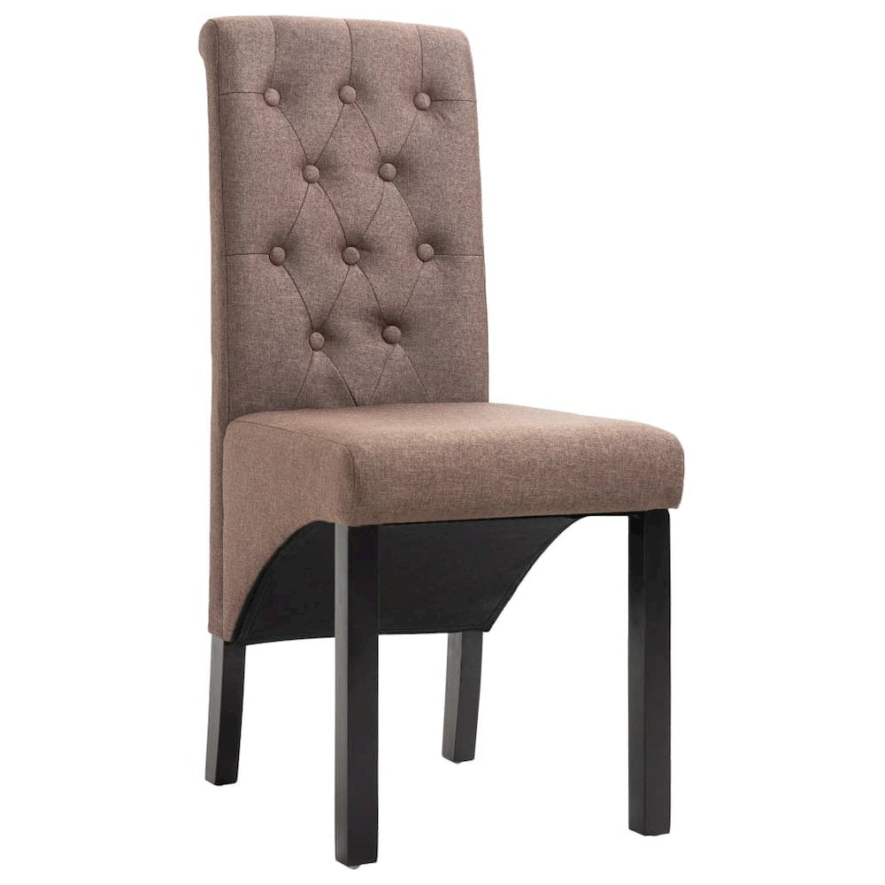 Dining Chair Set of 2 Brown Fabric Standard Ergonomic