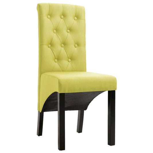 Dining Chair Set of 2 Green Fabric, Rubber wood Standard